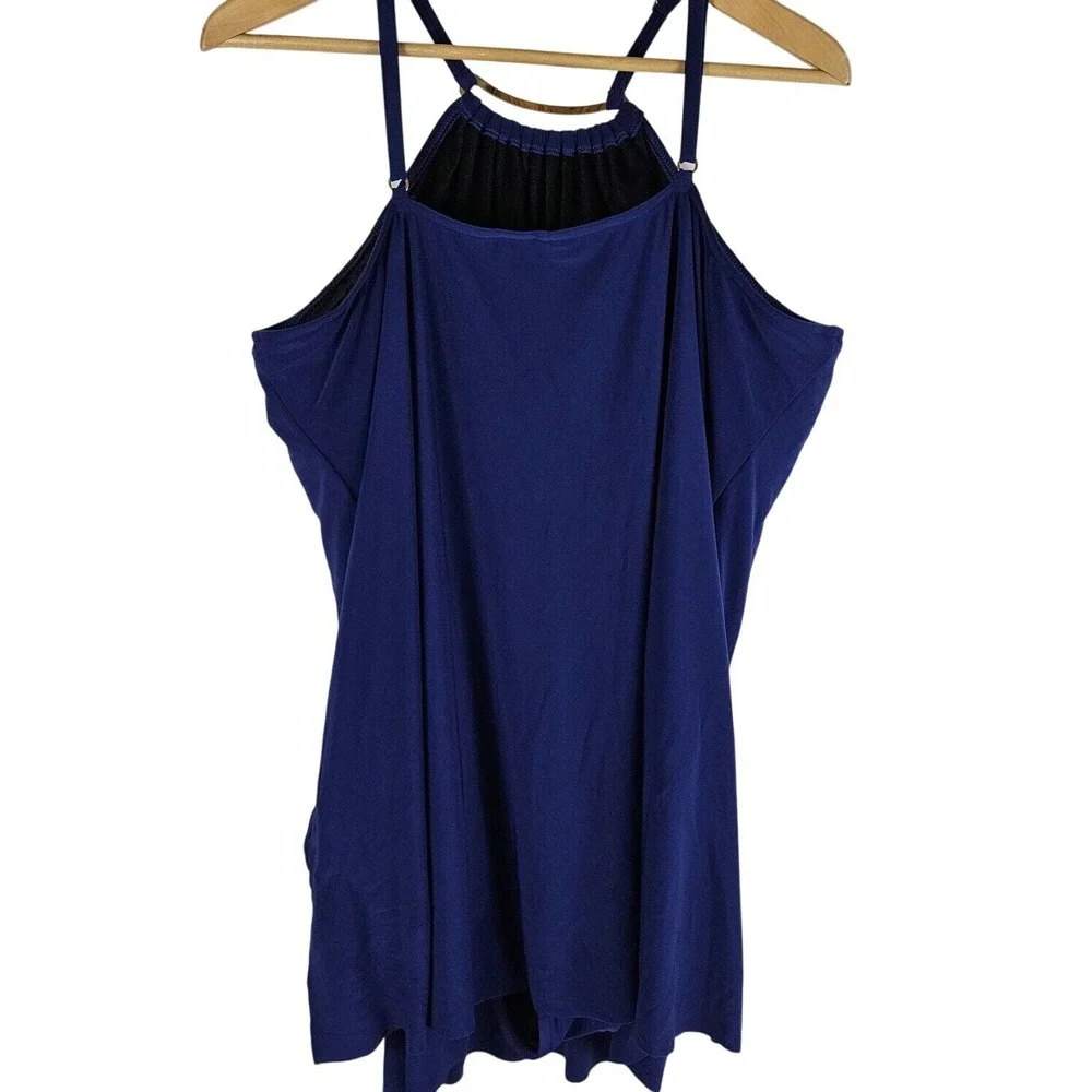 MAGICSUIT Womens 22W Estilo Swimsuit Dress Blue Indigo One Piece‎ Gold Detailing